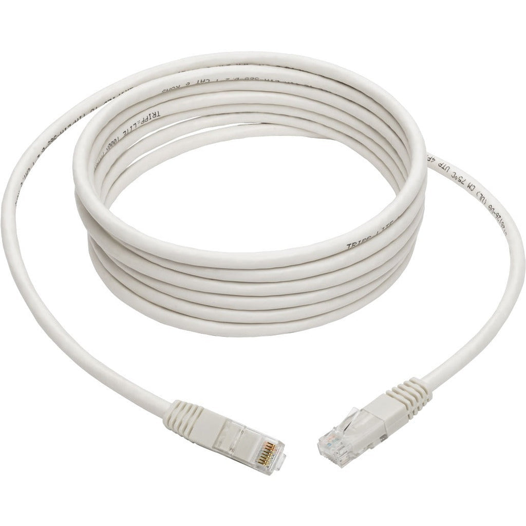 Tripp Lite 10ft Cat6 Gigabit Molded Patch Cable RJ45 M/M 550MHz 24AWG White - Category 6 for Network Device, Router, Modem, Blu-ray Player, Printer, Computer - 128 MB/s - Patch Cable - 10 ft - 1 x RJ-...  - N200-010-WH - eCommerce Business Prime