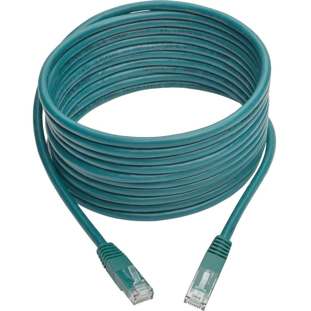 Tripp Lite 15ft Cat6 Gigabit Molded Patch Cable RJ45 M/M 550MHz 24AWG Green - Category 6 for Network Device, Router, Modem, Blu-ray Player, Printer, Computer - 128 MB/s - Patch Cable - 15 ft - 1 x RJ-...  - N200-015-GN - eCommerce Business Prime