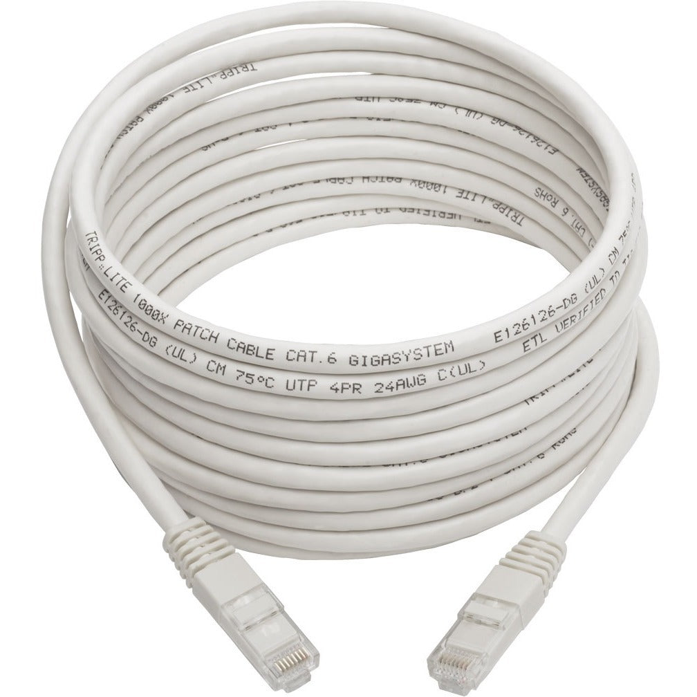 Tripp Lite 15ft Cat6 Gigabit Molded Patch Cable RJ45 M/M 550MHz 24AWG White - Category 6 for Network Device, Router, Modem, Blu-ray Player, Printer, Computer - 128 MB/s - Patch Cable - 15 ft - 1 x RJ-...  - N200-015-WH - eCommerce Business Prime