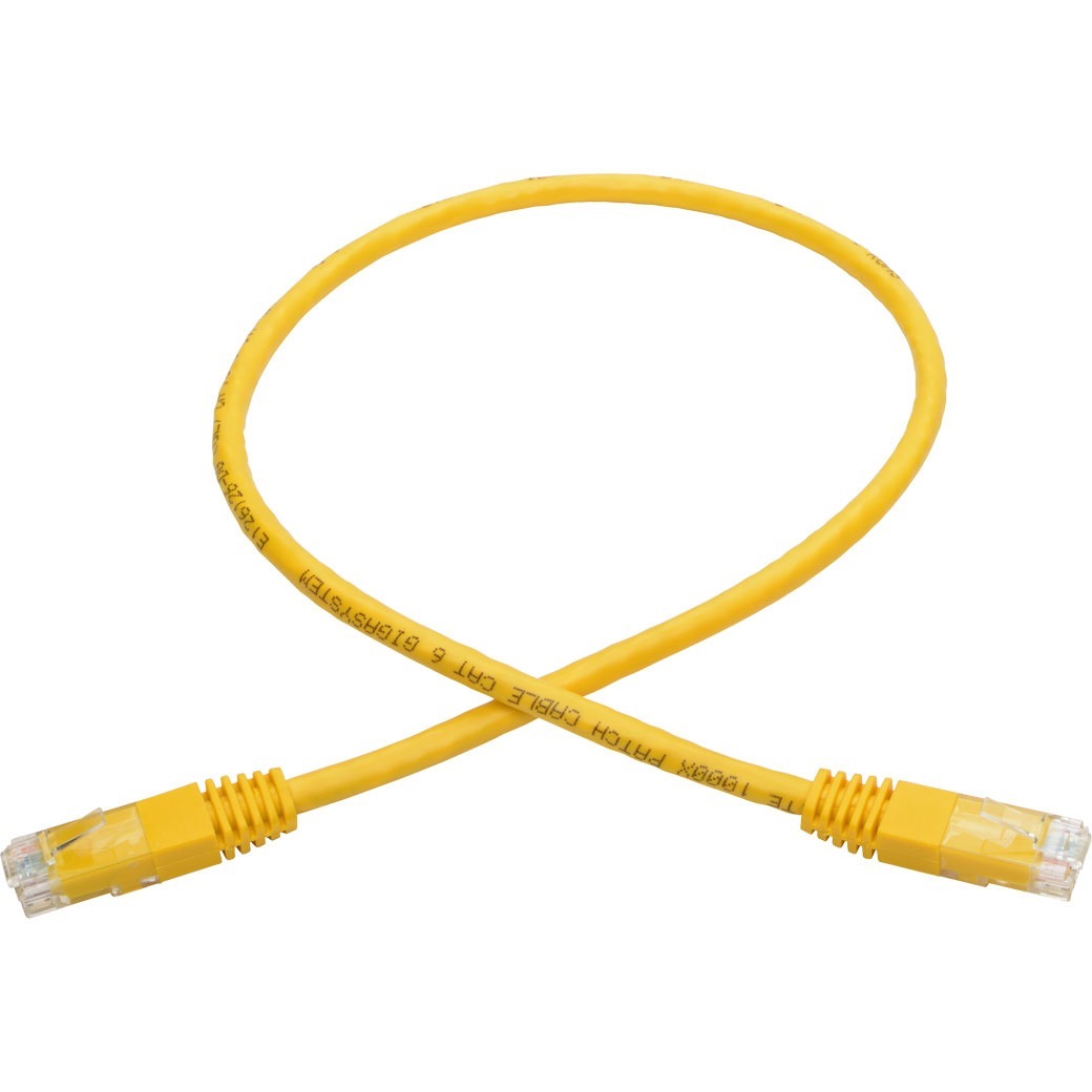 Tripp Lite 2ft Cat6 Gigabit Molded Patch Cable RJ45 M/M 550MHz 24AWG Yellow 2' - Category 6 for Network Device, Router, Modem, Blu-ray Player, Printer, Computer - 128 MB/s - Patch Cable - 2 ft - 1 x R...  - N200-002-YW - eCommerce Business Prime