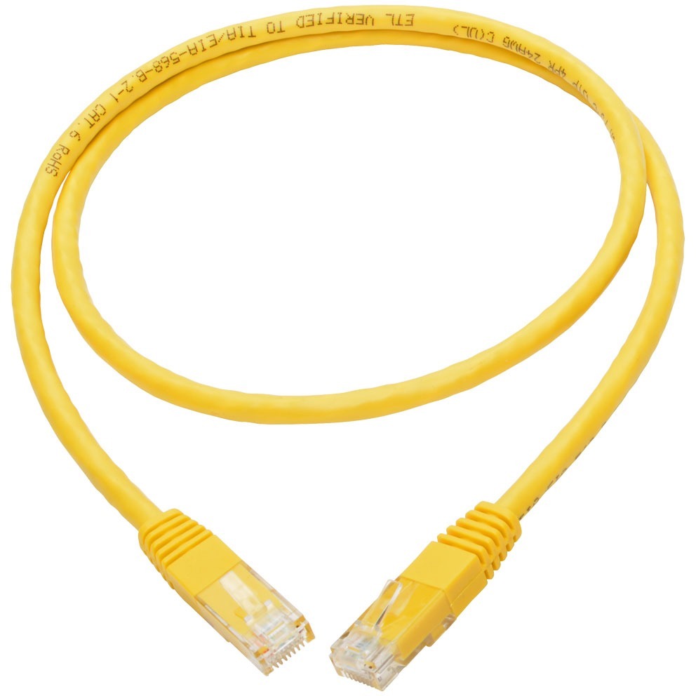 Tripp Lite 3ft Cat6 Gigabit Molded Patch Cable RJ45 M/M 550MHz 24AWG Yellow - Category 6 for Network Device, Router, Modem, Blu-ray Player, Printer, Computer - 128 MB/s - Patch Cable - 3 ft - 1 x RJ-4...  - N200-003-YW - eCommerce Business Prime