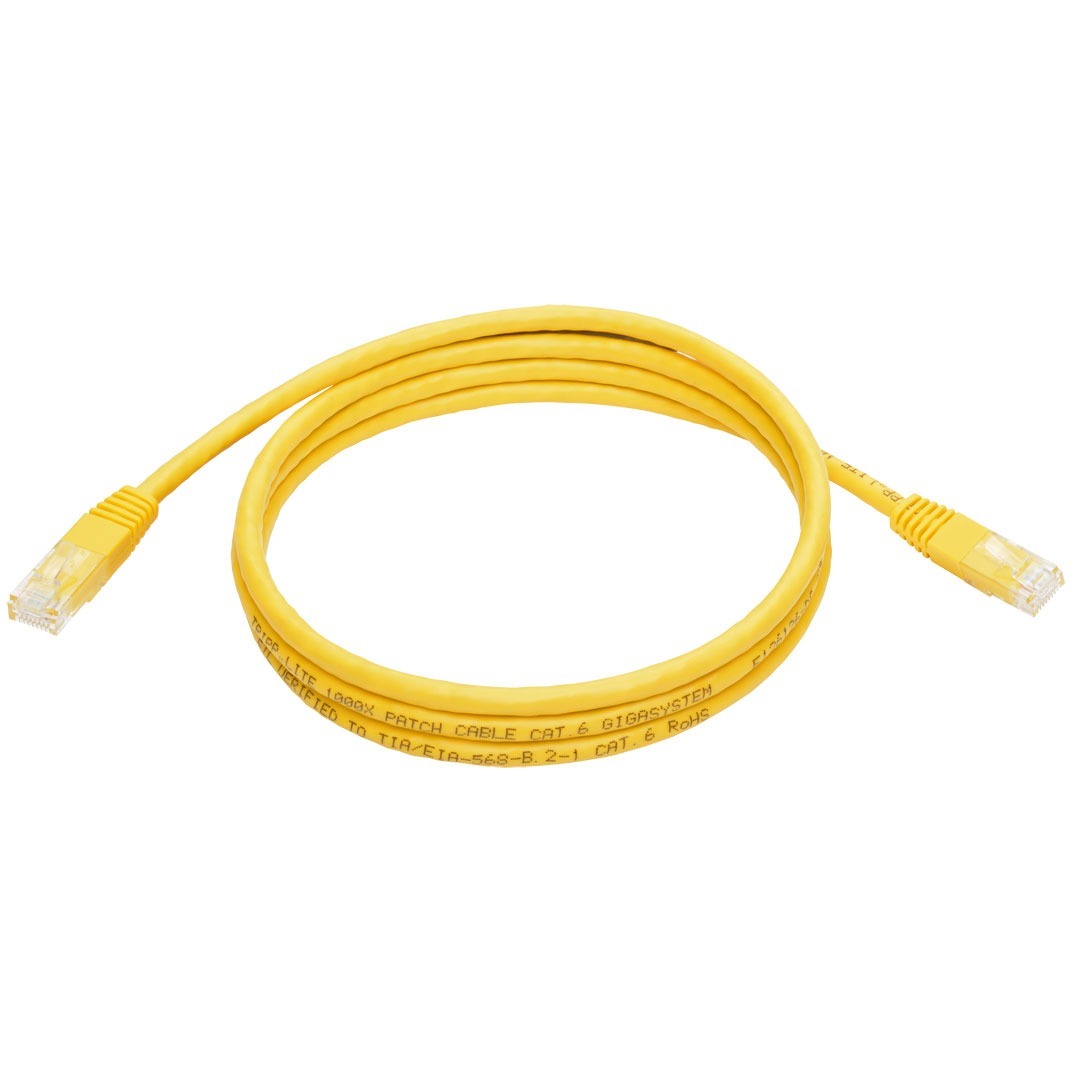 Tripp Lite 5ft Cat6 Gigabit Molded Patch Cable RJ45 M/M 550MHz 24AWG Yellow - Category 6 for Network Device, Router, Modem, Blu-ray Player, Printer, Computer - 128 MB/s - Patch Cable - 5 ft - 1 x RJ-4...  - N200-005-YW - eCommerce Business Prime