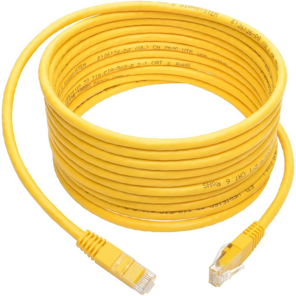 Tripp Lite 15ft Cat6 Gigabit Molded Patch Cable RJ45 MM 550MHz 24AWG Yellow - Category 6 for Network Device, Router, Modem, Blu-ray Player, Printer, Computer - 128 MB/s - Patch Cable - 15 ft - 1 x RJ-...  - N200-015-YW - eCommerce Business Prime