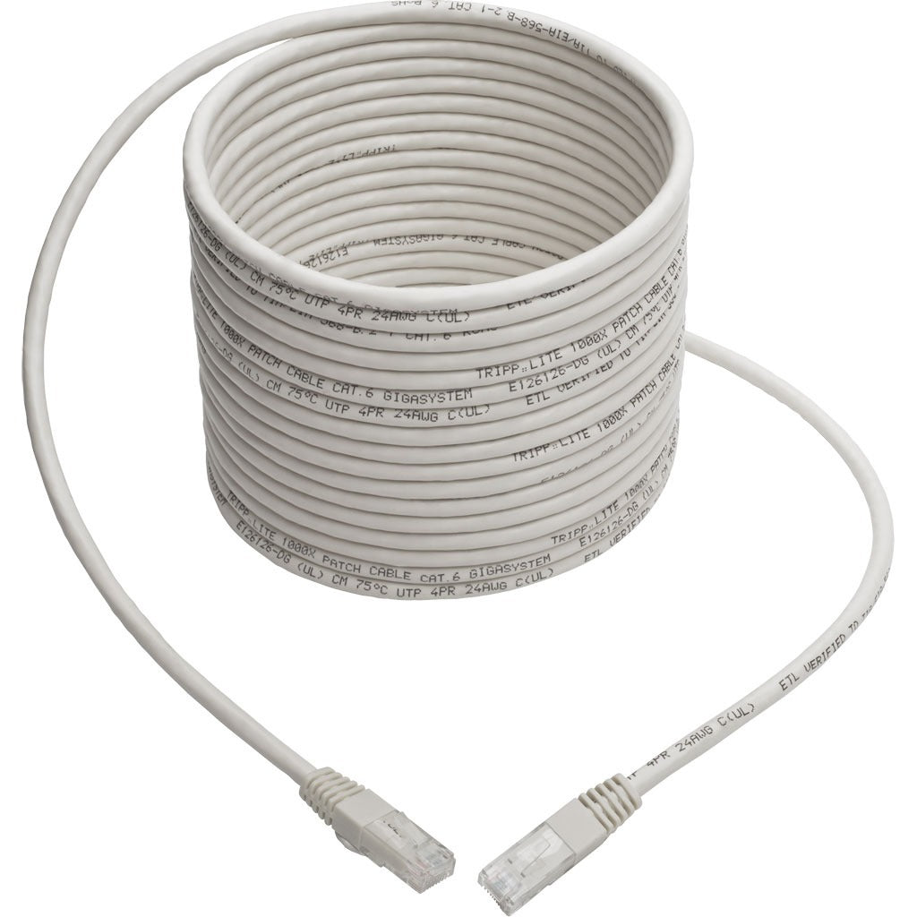 Tripp Lite 25ft Cat6 Gigabit Molded Patch Cable RJ45 M/M 550MHz 24AWG White - Category 6 for Network Device, Router, Modem, Blu-ray Player, Printer, Computer - 128 MB/s - Patch Cable - 25 ft - 1 x RJ-...  - N200-025-WH - eCommerce Business Prime