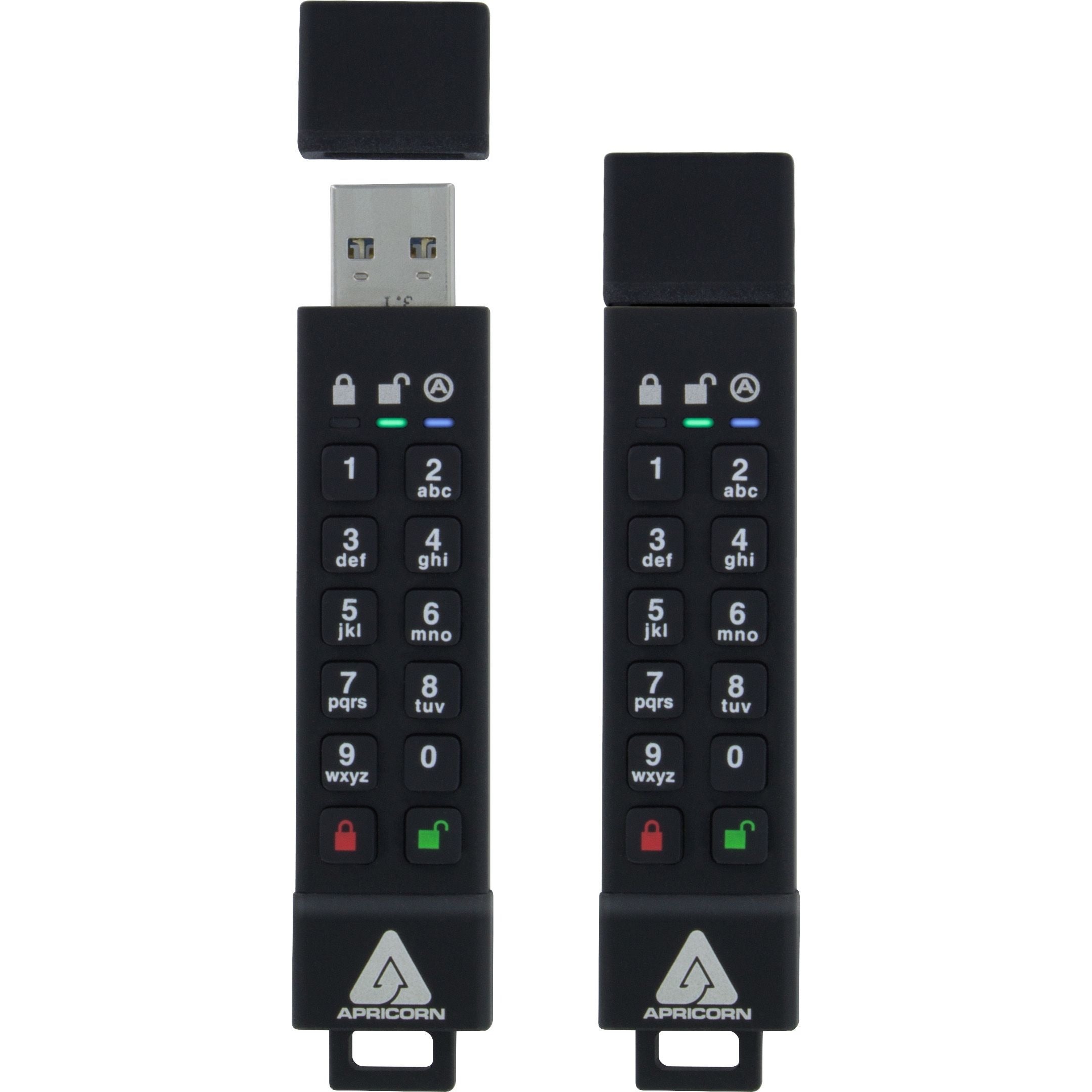 Apricorn 32GB Aegis Secure Key 3z USB 3.1 Flash Drive - 32 GB - USB 3.1 - 77 MB/s Read Speed - 72 MB/s Write Speed - 256-bit AES - 3 Year Warranty - TAA Compliant - ASK3Z-32GB - eCommerce Business Prime