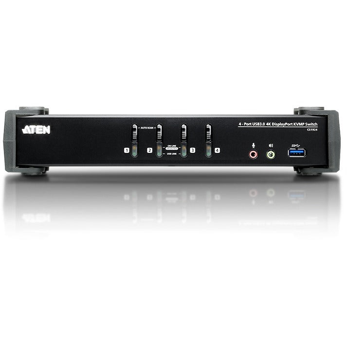 ATEN 4-Port USB 3.0 4K DisplayPort KVMP Switch-TAA Compliant - 4 Computer(s) - 1 Local User(s) - 4096 x 2160 - 8 x USB - 5 x DisplayPort - CS1924 - eCommerce Business Prime