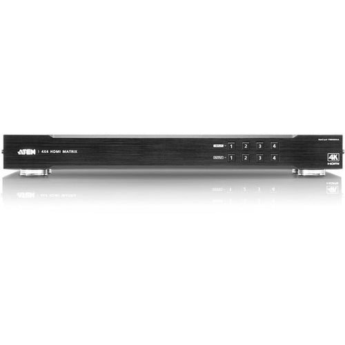 ATEN 4x4 4K HDMI Matrix Switch VM0404HA-TAA Compliant - Monitor, Control System Compatible - 4 x HDMI Digital Audio/Video In, 4 x HDMI Digital Audio/Video Out, 1Serial, 1USB, 1DC Power Input, 1IR Inpu...  - VM0404HA - eCommerce Business Prime