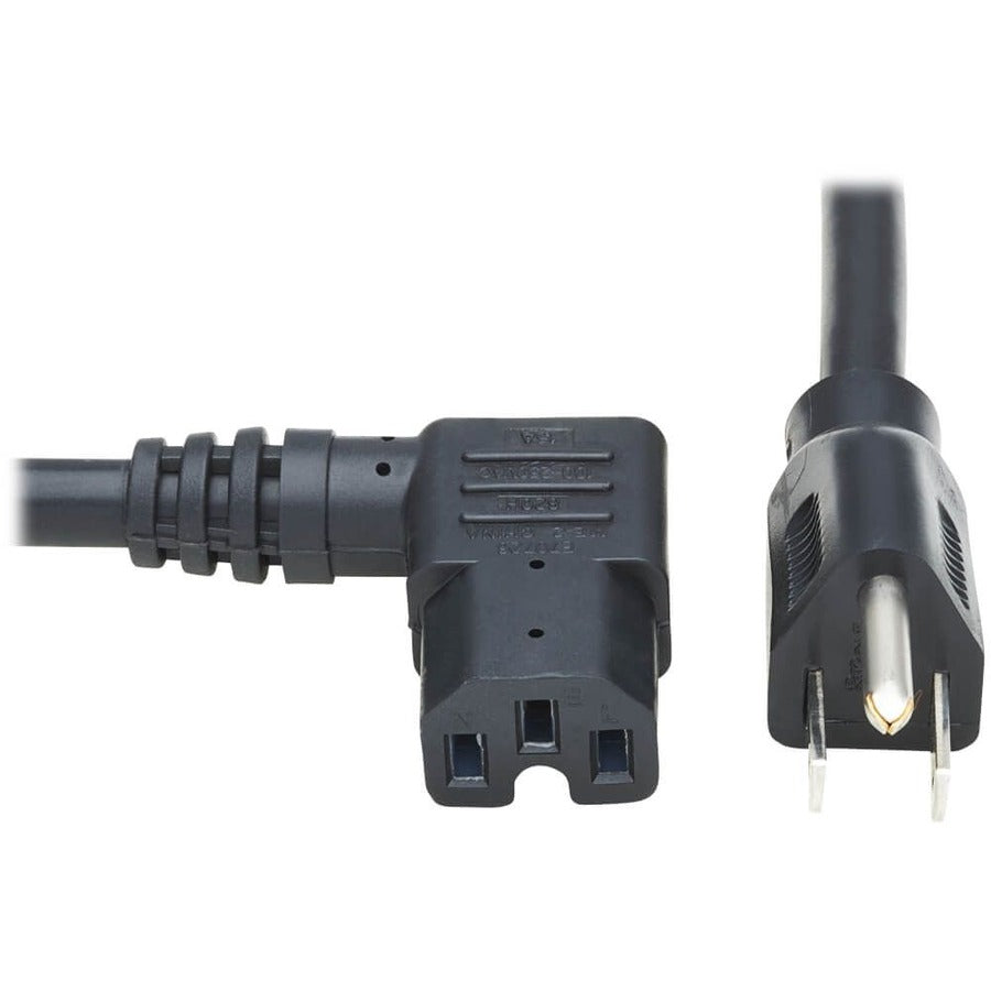 Tripp Lite 8ft Heavy Duty Power Extension Cord 15A 14AWG 5-15P to Right-Angle C15 - For PDU, UPS - 125 V AC Voltage Rating - 15 A Current Rating - Black - P019-008-C15RA - eCommerce Business Prime