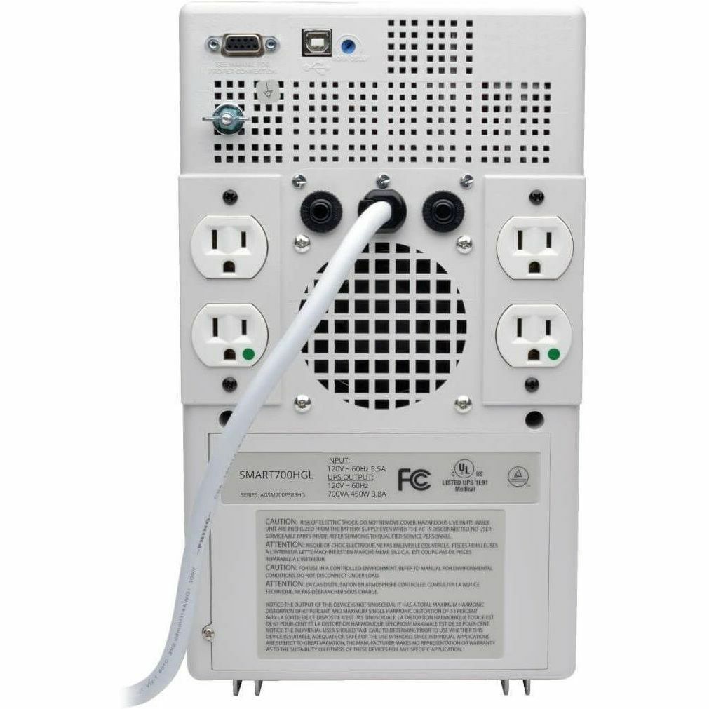 Tripp Lite 700VA 450W Lithium Iron Phosphate (LiFePhos) UPS Smart Tower AVR Hospital Medical 120V - 18 Minute - Tower, Wall Mountable - 18 Minute - 4 x NEMA 5-15R - SMART700HGL