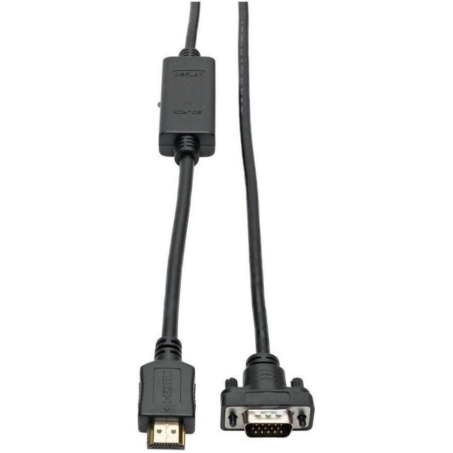 Tripp Lite HDMI to VGA Active Adapter Cable Low Profile HD15 M/M 1080p 10ft - HDMI/VGA for Video Device, Monitor, Projector, TV, Blu-ray Player - 9.84 ft - 1 x HDMI Male Digital Audio/Video - 1 x HD-1...  - P566-010-VGA - eCommerce Business Prime