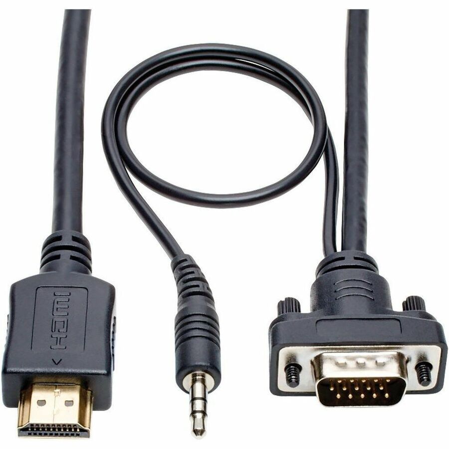 Tripp Lite HDMI to VGA Adapter Converter Cable Active + 3.5mm M/M 1080p 3ft 3' - HDMI/Mini-phone/VGA for Monitor, Projector, TV, Speaker, Blu-ray Player, PC, Audio/Video Device - 3 ft - 1 x HD-15 Male...  - P566-003-VGA-A - eCommerce Business Prime