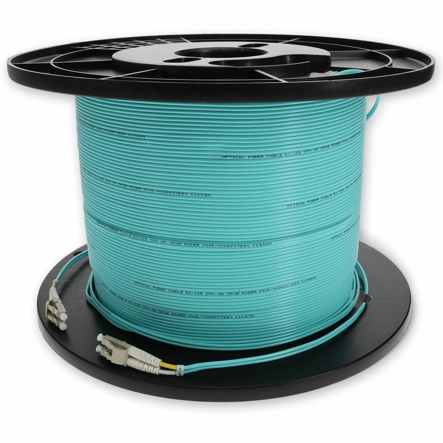 AddOn 150m LC (Male) to LC (Male) Aqua OM4 Duplex Fiber OFNR (Riser-Rated) Patch Cable - 100% compatible and guaranteed to work in OM4 and OM3 applications - ADD-LC-LC-150M5OM4 - eCommerce Business Prime