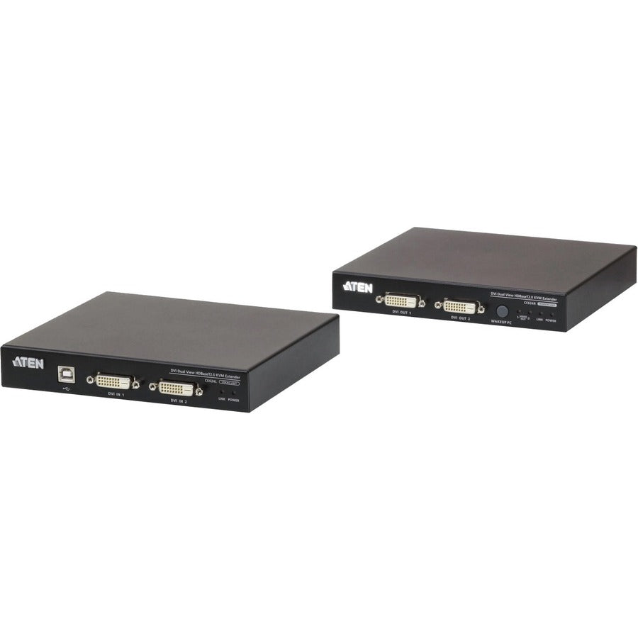 ATEN USB DVI Dual View HDBaseT 2.0 KVM Extender (1920 x 1200 @100 m)-TAA Compliant - 2 Computer(s) - 1 Local User(s) - 492.13 ft Range - WUXGA - 1920 x 1200 Maximum Video Resolution - 2 x Network (RJ-...  - CE624 - eCommerce Business Prime