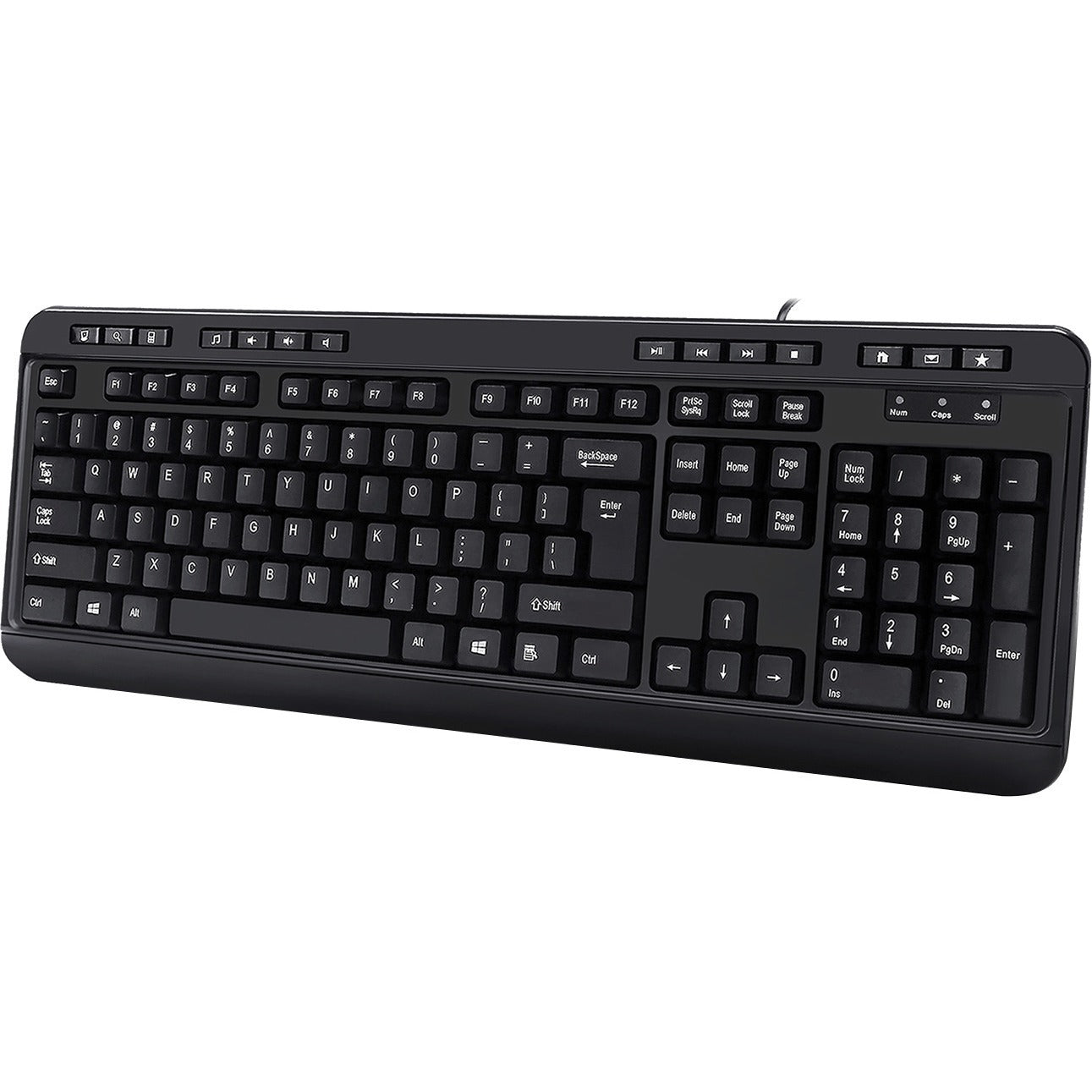 Adesso Multimedia Desktop Keyboard with 3-Port USB Hub - Cable Connectivity - USB Interface - 104 Key Media Player, Volume Down, Volume Up, Mute, Play/Pause, Previous Track, Next Track, Stop, My Compu...  - AKB-132HB - eCommerce Business Prime