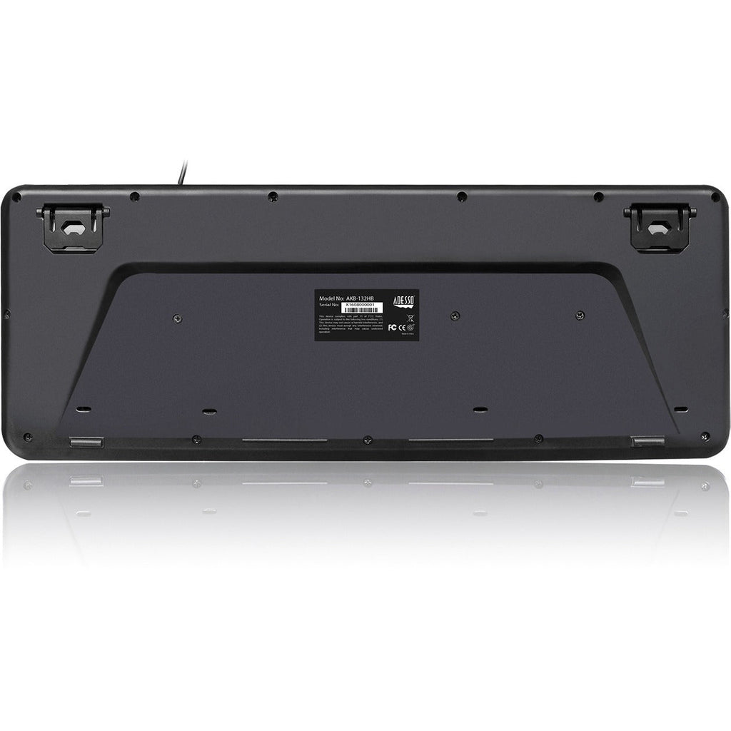 Adesso Multimedia Desktop Keyboard with 3-Port USB Hub - Cable Connectivity - USB Interface - 104 Key Media Player, Volume Down, Volume Up, Mute, Play/Pause, Previous Track, Next Track, Stop, My Compu...  - AKB-132HB - eCommerce Business Prime