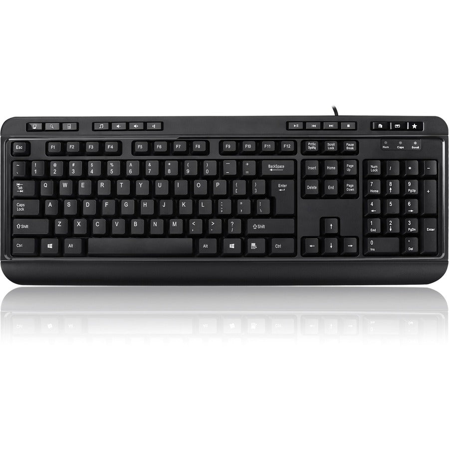 Adesso Multimedia Desktop Keyboard with 3-Port USB Hub - Cable Connectivity - USB Interface - 104 Key Media Player, Volume Down, Volume Up, Mute, Play/Pause, Previous Track, Next Track, Stop, My Compu...  - AKB-132HB - eCommerce Business Prime