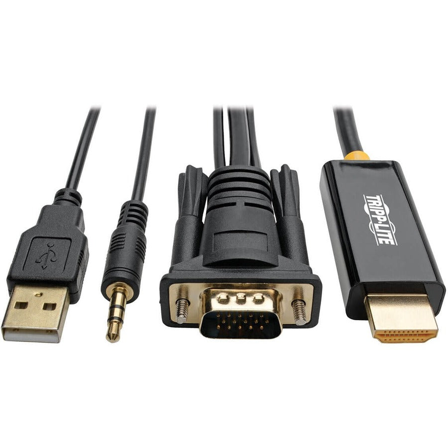 Tripp Lite VGA to HDMI Adapter Converter Cable w Audio & USB Power 1080p 6' 6in - HDMI/Mini-phone/USB/VGA for Audio/Video Device, TV, Monitor, Home Theater System, Projector - 6 ft - 1 x HDMI Male Dig - P116-006-HDMI-A - eCommerce Business Prime