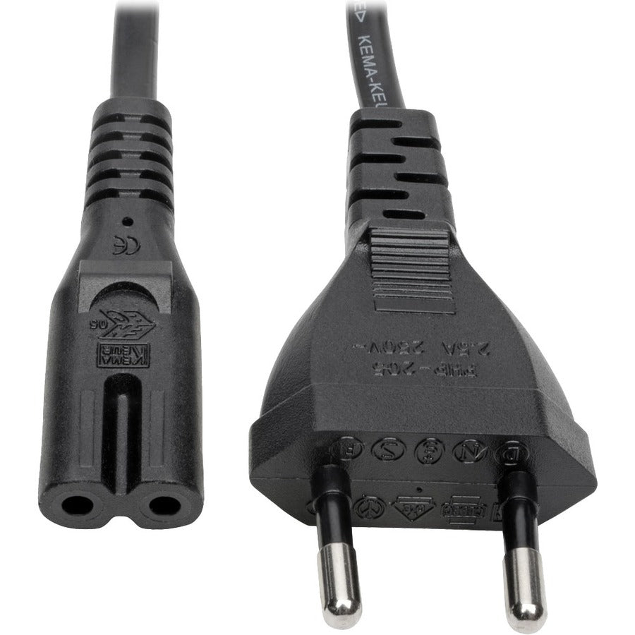 Tripp Lite 2-Prong Europlug Computer Power Cord, 2.5A (C7 to CEE 7/16), 6 f - 250 V AC2.50 A - Black - 6 ft Cord Length - Europe, Middle East, Russia, South America, Africa, Asia - P059-006 - eCommerce Business Prime