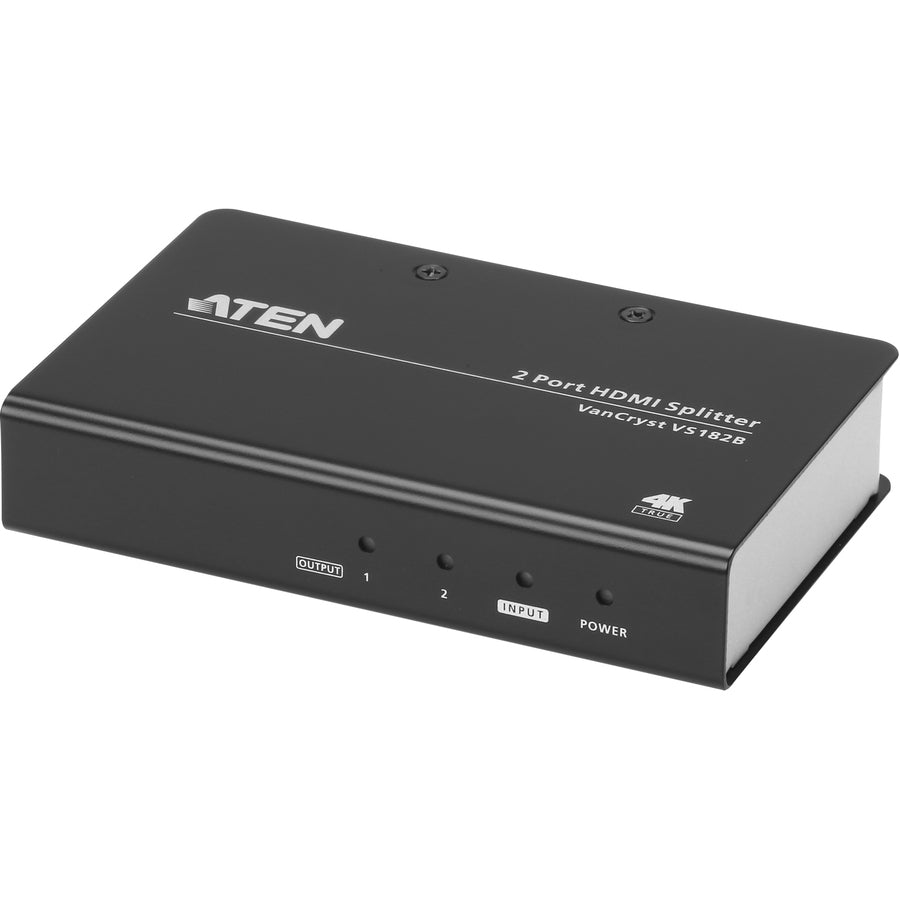 ATEN 2-Port True 4K HDMI Splitter - 4096 x 2160 - 49.21 ft Maximum Operating Distance - 1 x HDMI In - 2 x HDMI Out - Metal - VS182B - eCommerce Business Prime