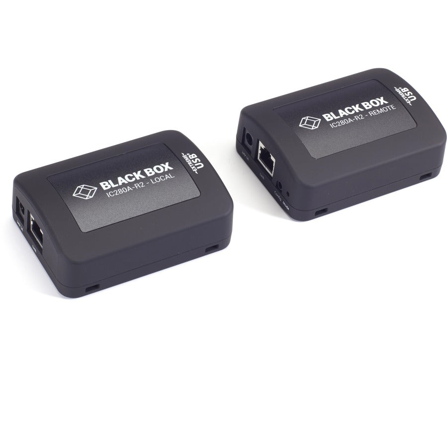 Black Box USB 2.0 Extender - CAT5, 1-Port - 1 x Network (RJ-45) - 1 x USB - 328 ft Extended Range - ABS - Black - IC280A-R2 - eCommerce Business Prime