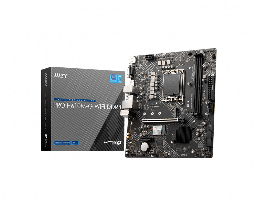 MSI PRO H610M-G WIFI DDR4 motherboard Intel H610 LGA 1700 micro ATX - PROH610MGD4WIFI - eCommerce Business Prime