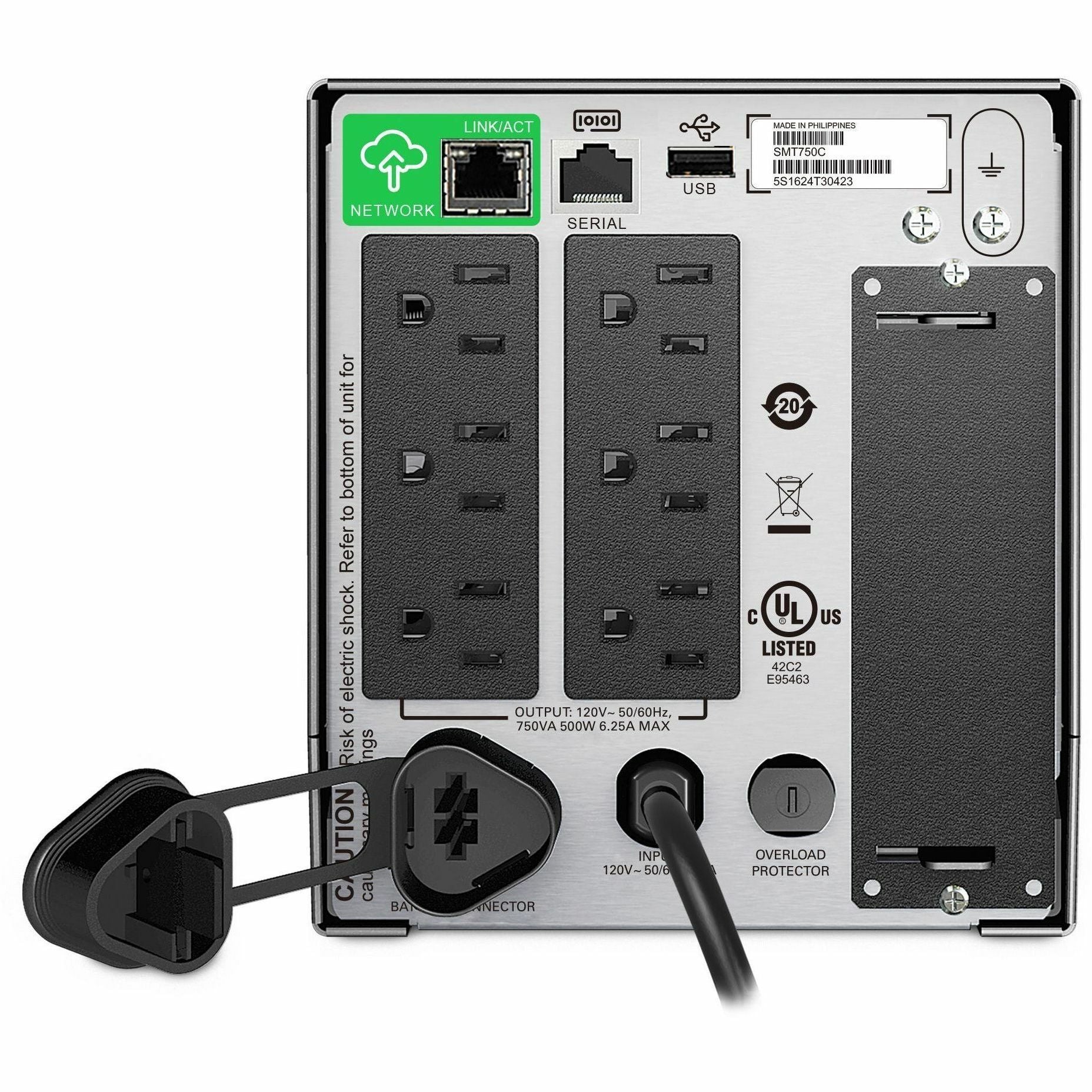 APC by Schneider Electric Smart-UPS 750VA LCD 120V with SmartConnect - Tower - 3 Hour Recharge - 5 Minute Stand-by - 120 V AC Input - 120 V AC Output - 6 x NEMA 5-15R - SMT750C - eCommerce Business Prime