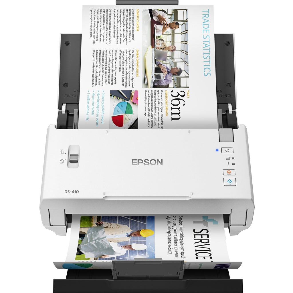 Epson DS-410 Sheetfed Scanner - 600 dpi Optical - 48-bit Color - 16-bit Grayscale - 26 ppm (Mono) - 26 ppm (Color) - Duplex Scanning - USB - B11B249201 - eCommerce Business Prime