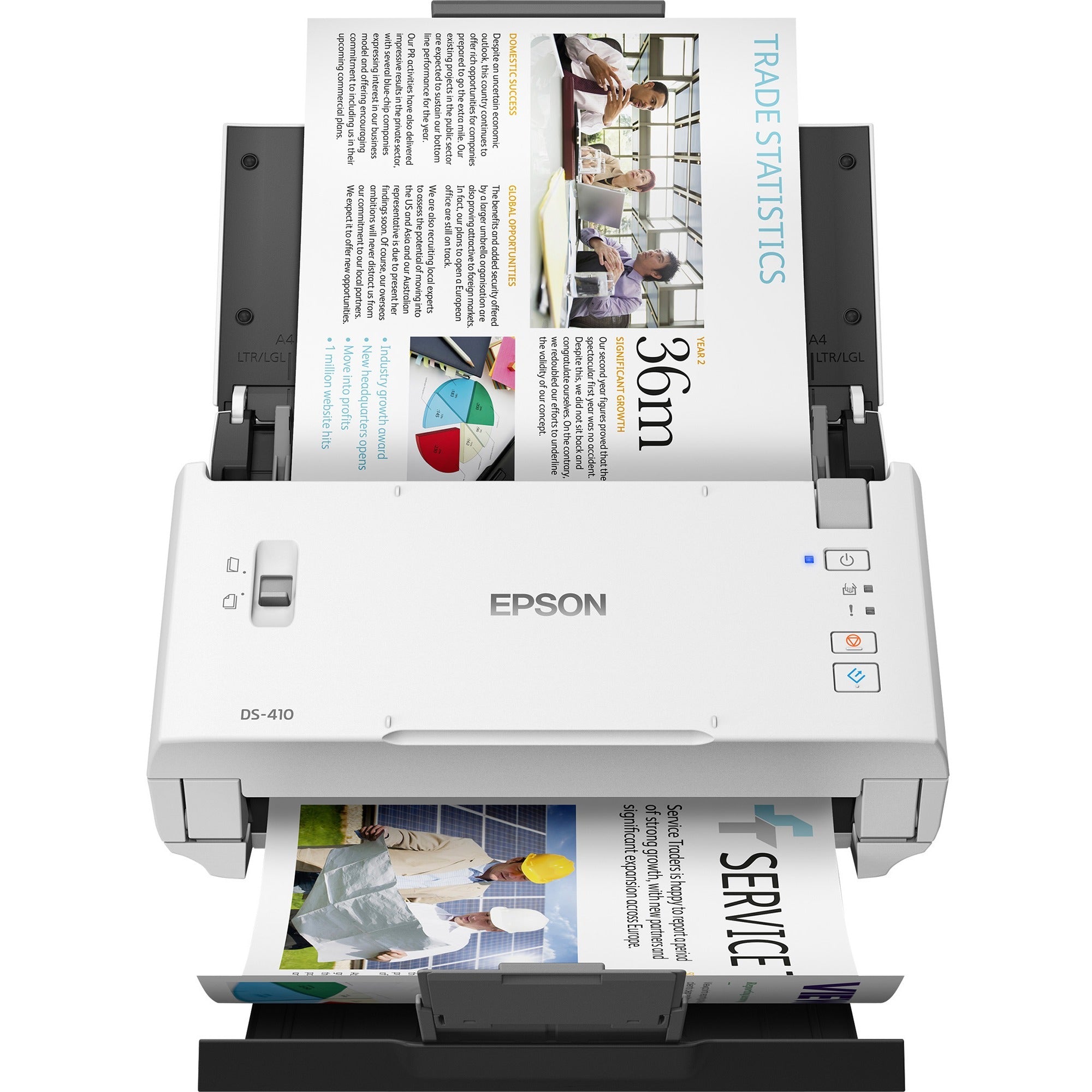 Epson DS-410 Sheetfed Scanner - 600 dpi Optical - 48-bit Color - 16-bit Grayscale - 26 ppm (Mono) - 26 ppm (Color) - Duplex Scanning - USB - B11B249201 - eCommerce Business Prime