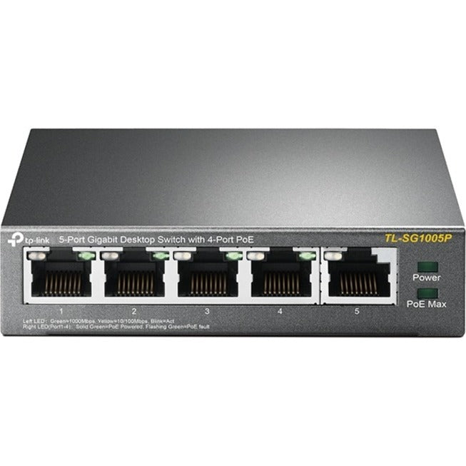 TP-Link TL-SG1005P - 5-Port Gigabit PoE Switch - Limited Lifetime Protection - 4 PoE+ Ports @65W - Desktop - Plug & Play - Sturdy Metal w/ Shielded Ports - Fanless - QoS & IGMP Snooping - TL-SG1005P - eCommerce Business Prime