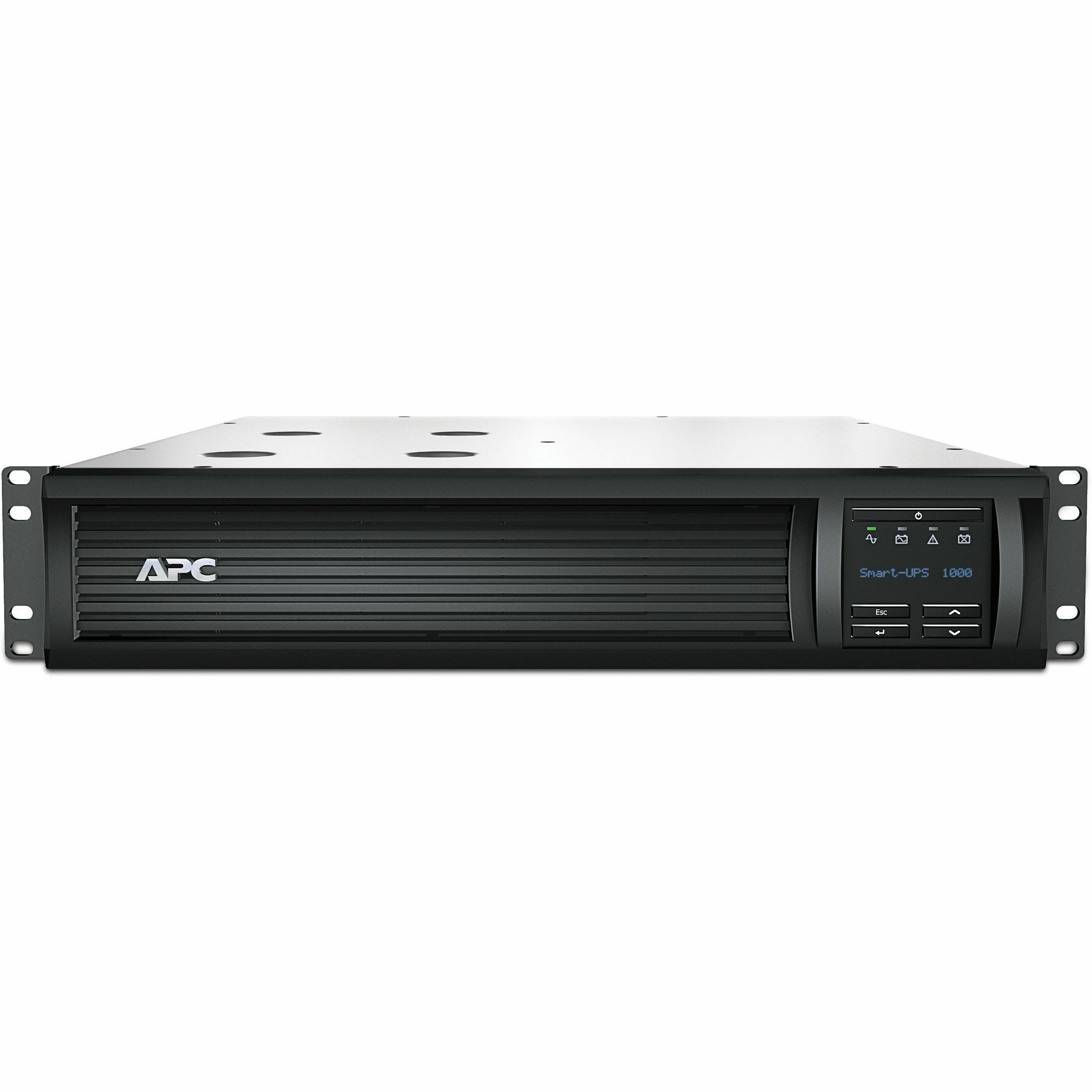 APC by Schneider Electric Smart-UPS SMT1000RM2UC 1000VA Rack-mountable UPS - 2U Rack-mountable - 3 Hour Recharge - 120 V AC Input - 120 V AC Output - 6 x NEMA 5-15R - SMT1000RM2UC - eCommerce Business Prime
