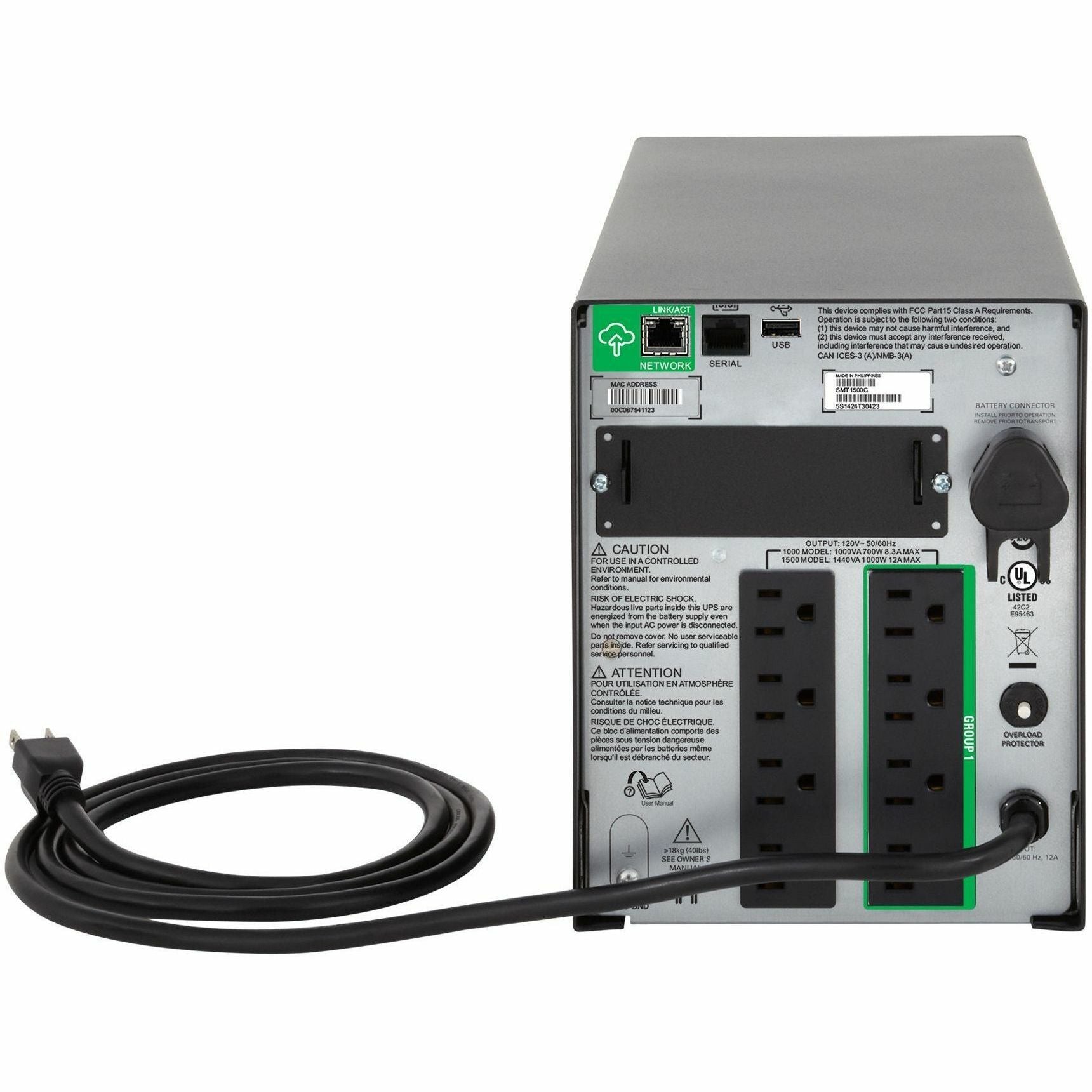 APC by Schneider Electric Smart-UPS 1000VA LCD 120V with SmartConnect - Tower - 3 Hour Recharge - 120 V AC Input - 120 V AC, 110 V AC, 127 V AC Output - 8 x NEMA 5-15R - SMT1000C - eCommerce Business Prime