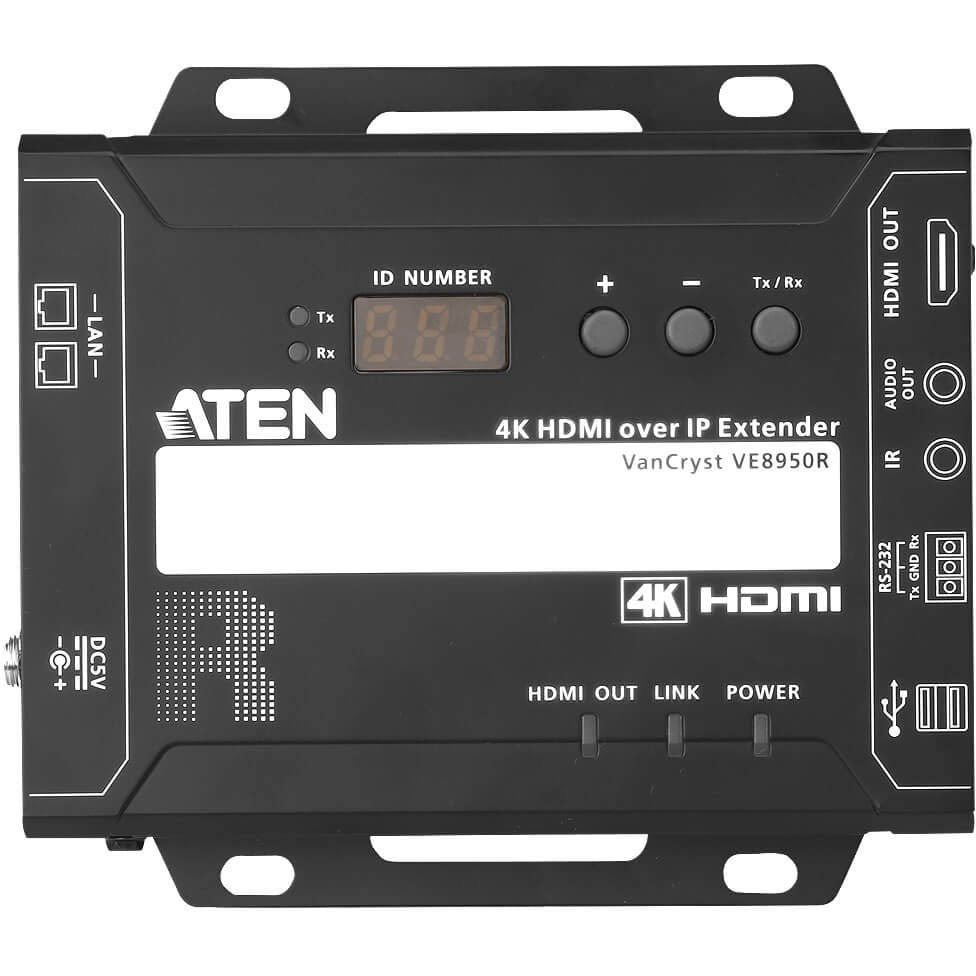 ATEN VE8950R 4K HDMI over IP Receiver-TAA Compliant - 1 Remote User(s) - 4K - 4096 x 2160 Maximum Video Resolution - 2 x Network (RJ-45) - 2 x USB - 1 x HDMI - 5 V DC Input Voltage - For PC - VE8950R - eCommerce Business Prime