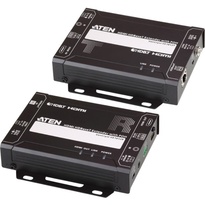 ATEN HDMI HDBaseT Extender with POH (4K@100m) (HDBaseT Class A)-TAA Compliant - 1 Input Device - 1 Output Device - 492.13 ft Range - 2 x Network (RJ-45) - 1 x HDMI In - 1 x HDMI Out - 4K - 3840 x 2160 - VE1812 - eCommerce Business Prime