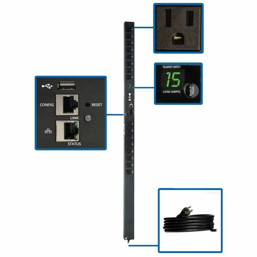 Tripp Lite PDU Switched 1.4kW 16 5-15R 120V 15A LX Platform Interface 0URM - Switched - NEMA 5-15P - 16 x NEMA 5-15R - 120 V AC - 0U - Vertical - Rack Mount - TAA Compliant - PDUMV15NETLX - eCommerce Business Prime