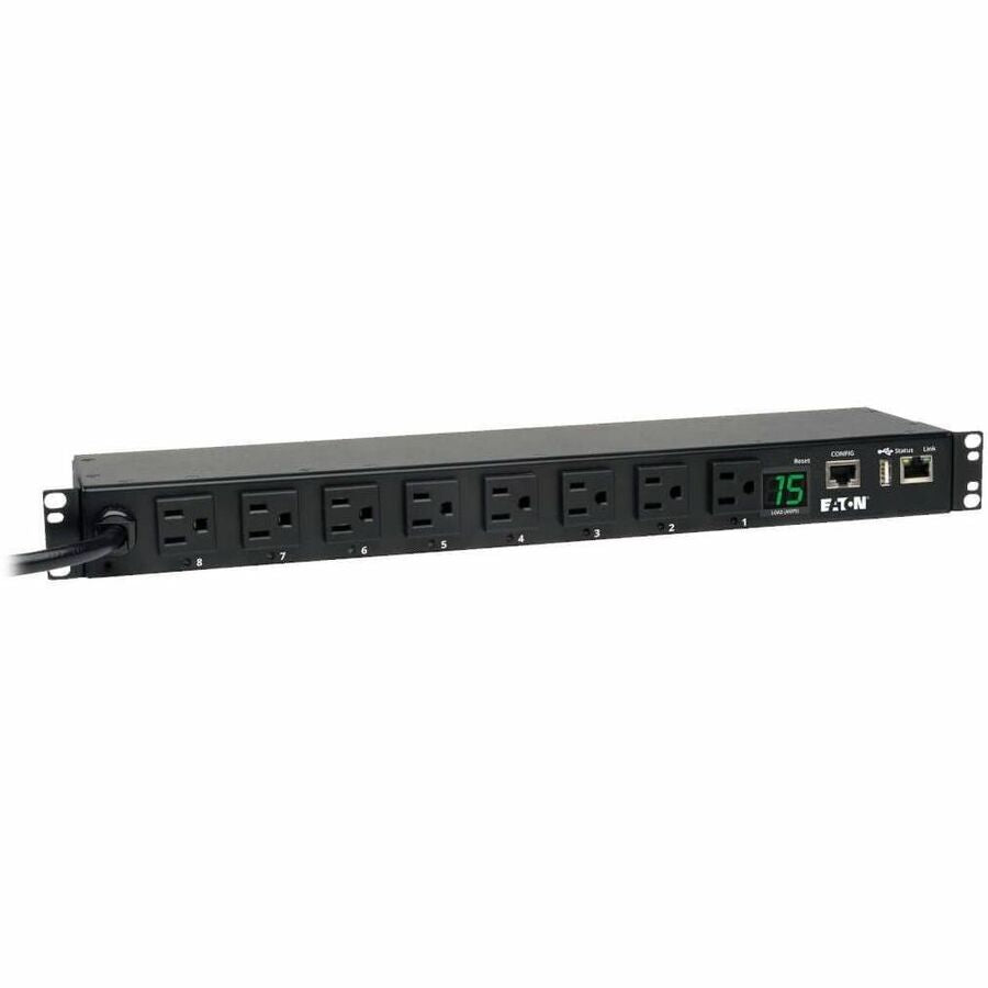 Tripp Lite PDU Switched 120V 1.4kW 15A 8 5-15R 5-15P LX Interface 1URM TAA - Switched - NEMA 5-15P - 8 x NEMA 5-15R - 120 V AC - 1U - Horizontal - Rack Mount - Rack-mountable - TAA Compliant - PDUMH15NET2LX - eCommerce Business Prime