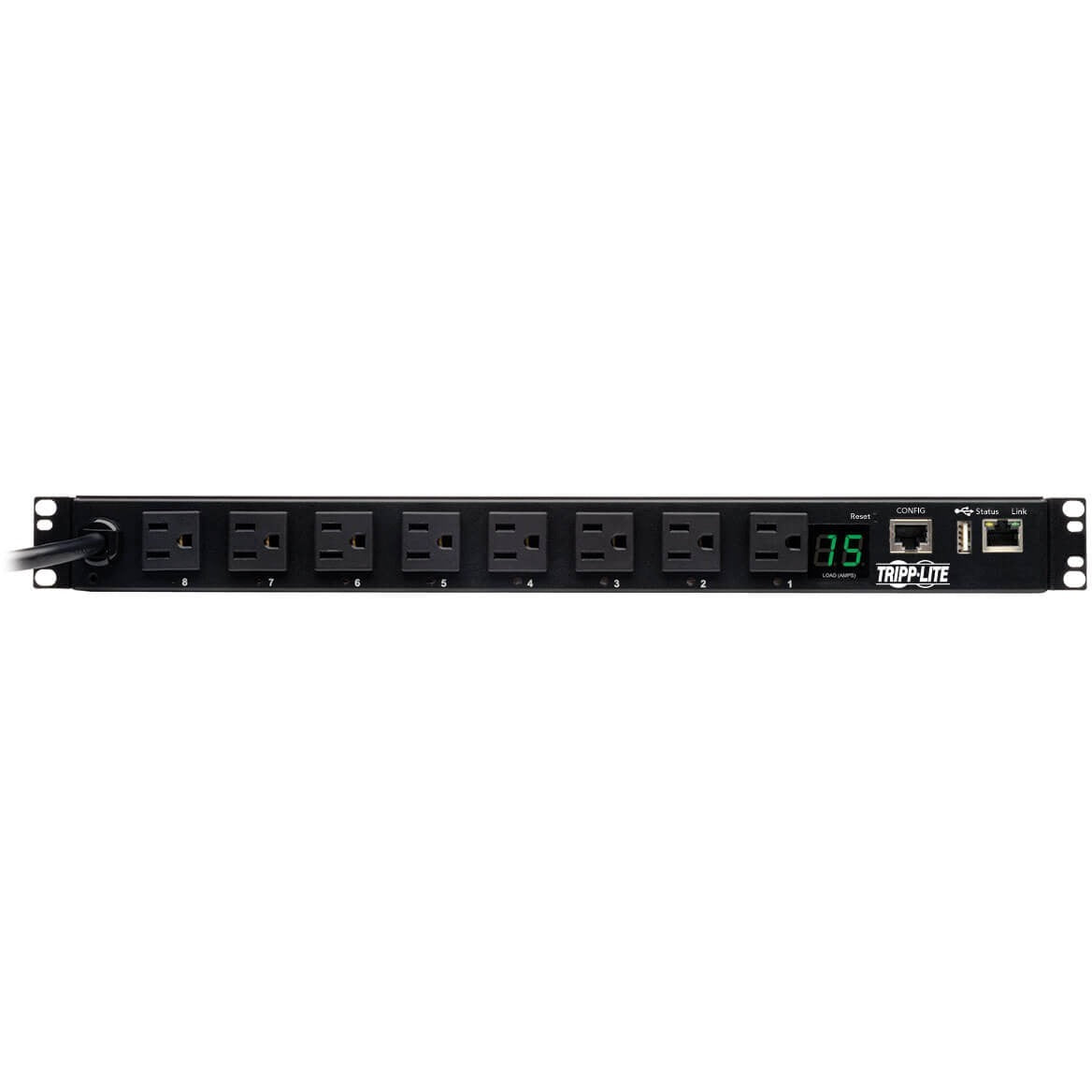Tripp Lite PDU Switched 120V 1.4kW 15A 8 5-15R 5-15P LX Interface 1URM TAA - Switched - NEMA 5-15P - 8 x NEMA 5-15R - 120 V AC - 1U - Horizontal - Rack Mount - Rack-mountable - TAA Compliant - PDUMH15NET2LX - eCommerce Business Prime