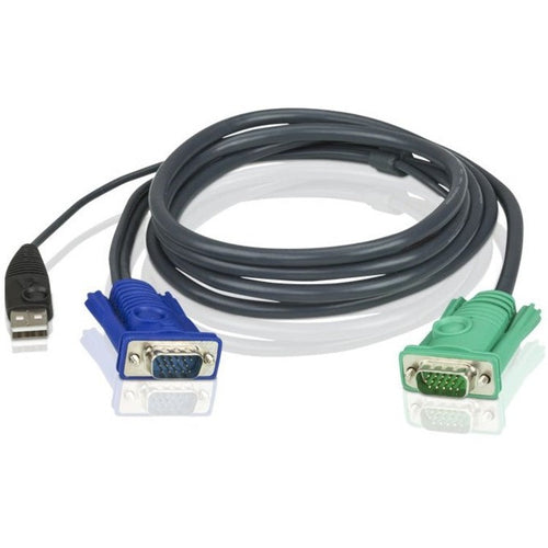 ATEN 6' USB KVM Cable - SPHD15 to VGA & USB A - PC Connector - HDB & USB Console Connector - 3in1 SPHD(Keyboard/Mouse/Video) Length: 6 feet (1.8m) - 2L5202U - eCommerce Business Prime