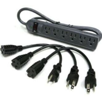 C2G 6-Outlet Surge Suppressor with (3) 1ft Outlet Saver Power Extension Cords - Receptacles: 6 x NEMA 5-15R - 270J - 39995 - eCommerce Business Prime