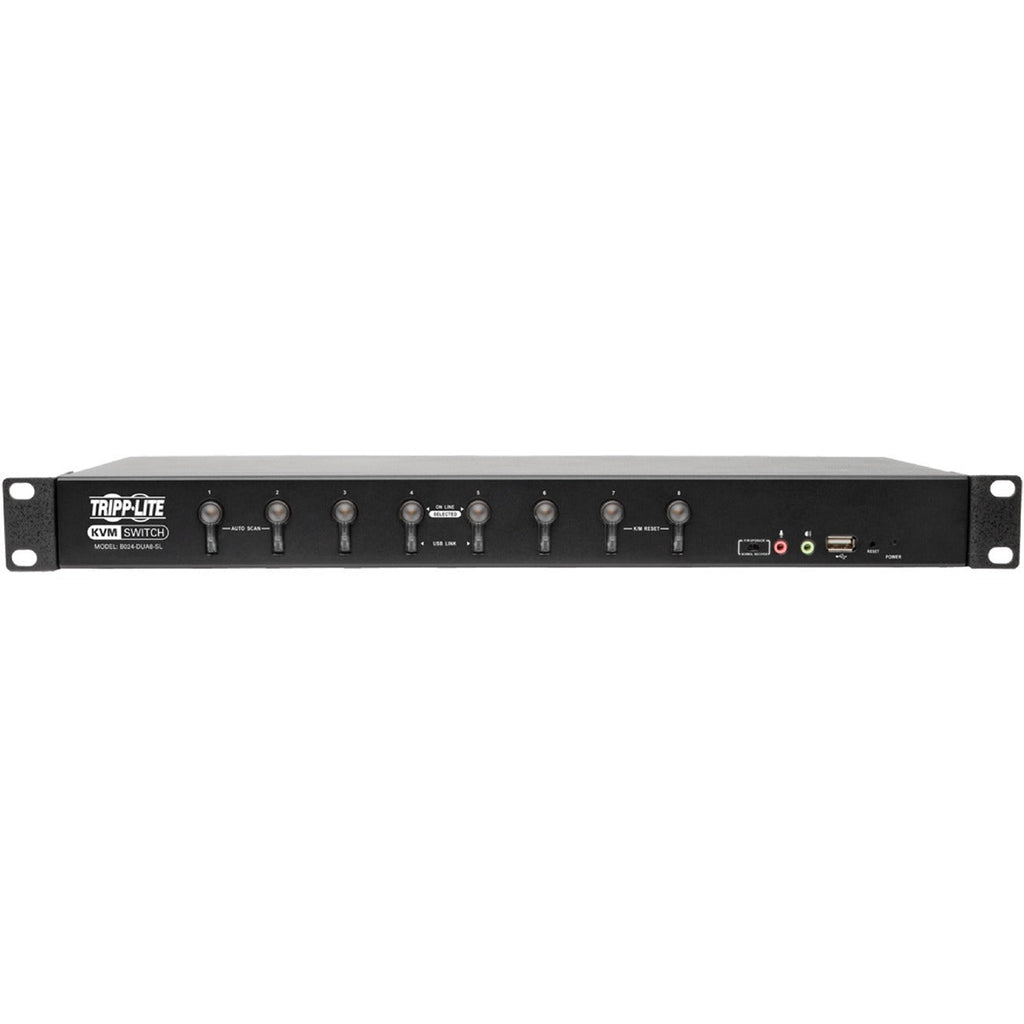 Tripp Lite 8-Port KVM Switch DVI/USB w Audio & Peripheral Sharing 1U 1080p - 8 Computer(s) - 1 Local User(s) - 2048 x 1536 - 11 x USB - 9 x DVI1 x VGA - Rack-mountable - 1U - B024-DUA8-SL - eCommerce Business Prime