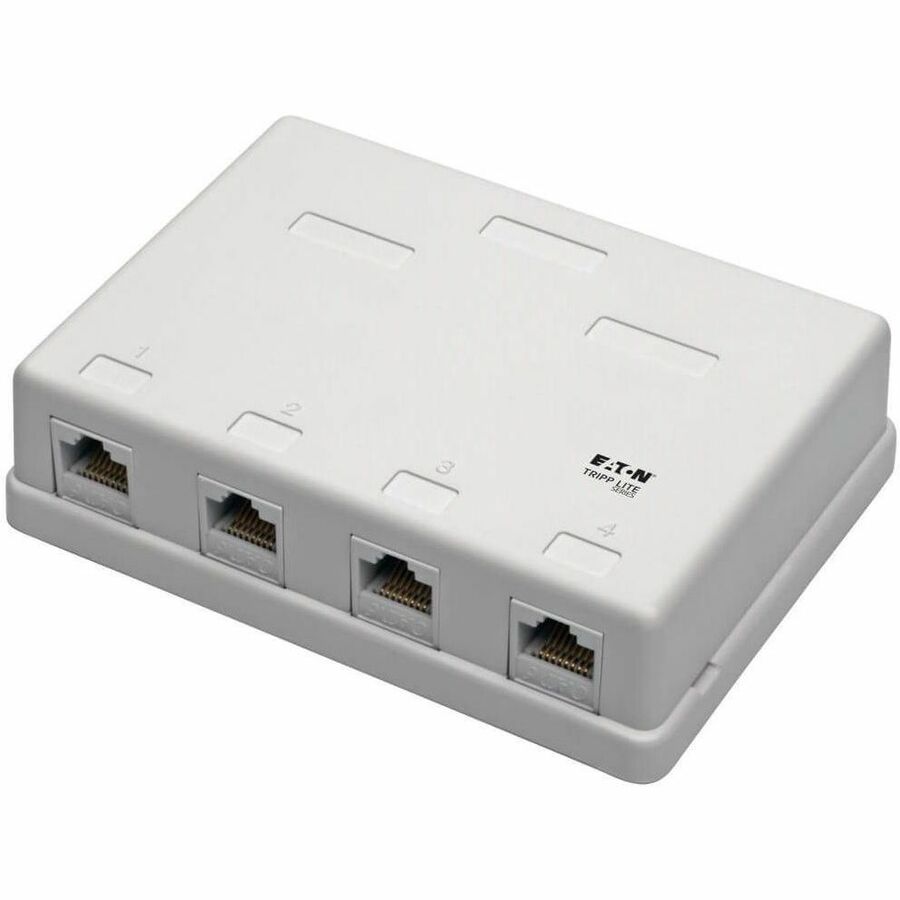 Tripp Lite Cat6 Surface-Mount Box 4-Port Unshielded 110 IDC Punchdown RJ45 - White - Acrylonitrile Butadiene Styrene (ABS) - 4 x RJ-45 Port(s) - N236-004-WH - eCommerce Business Prime