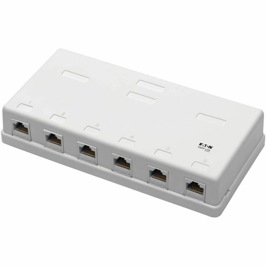 Tripp Lite Cat6 Surface-Mount Box 6-Port Unshielded 110 IDC Punchdown RJ45 - White - Acrylonitrile Butadiene Styrene (ABS) - 6 x RJ-45 Port(s) - N236-006-WH - eCommerce Business Prime