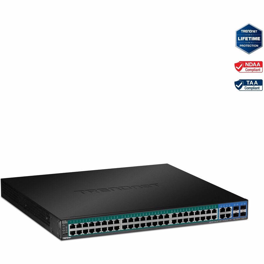 TRENDnet 52-Port Web Smart PoE+ Switch; 48 x Gigabit PoE+ Ports; 4 x Shared Gigabit Ports (RJ-45 or SFP); VLAN; QoS; LACP; IPv6 Support; 740W PoE Power Budget; Lifetime Protection; TPE-5048WS - 52-Por...  - TPE-5048WS - eCommerce Business Prime