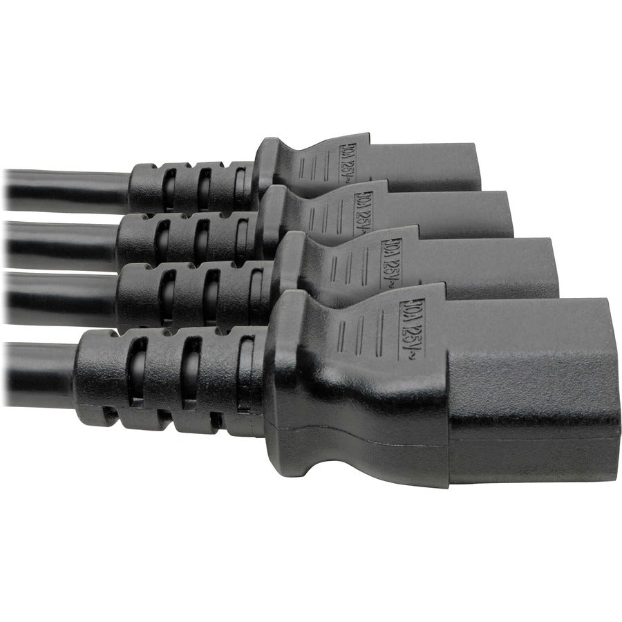 Tripp Lite Y Splitter Computer Power Cord 10A 18AWG C14 to 4xC13 Black 18in - For Computer, Printer, Monitor - 120 V AC, 230 V AC Voltage Rating - Black - P004-18N-4XC13 - eCommerce Business Prime