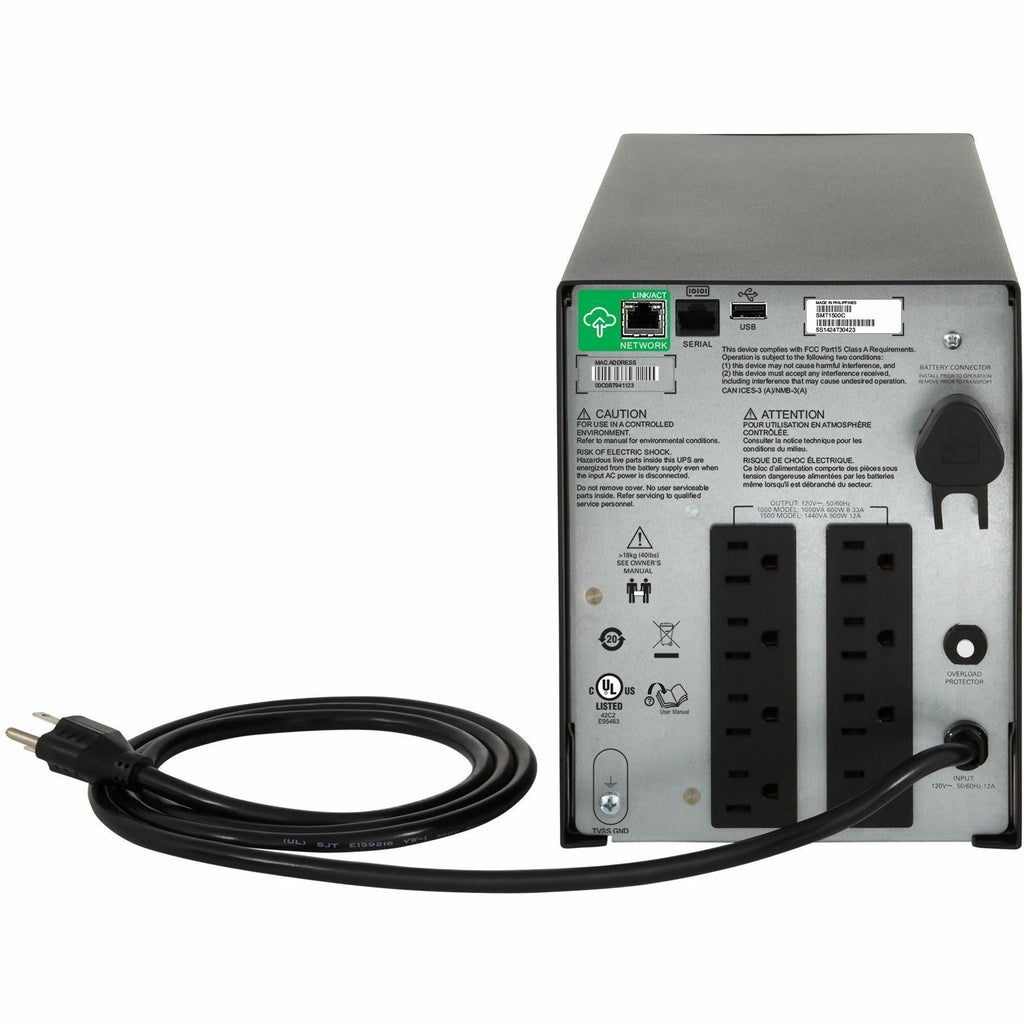 APC by Schneider Electric Smart-UPS C 1000VA LCD 120V with SmartConnect - Tower - 3 Hour Recharge - 9.20 Minute Stand-by - 120 V AC Input - 120 V AC Output - 8 x NEMA 5-15R - SMC1000C - eCommerce Business Prime