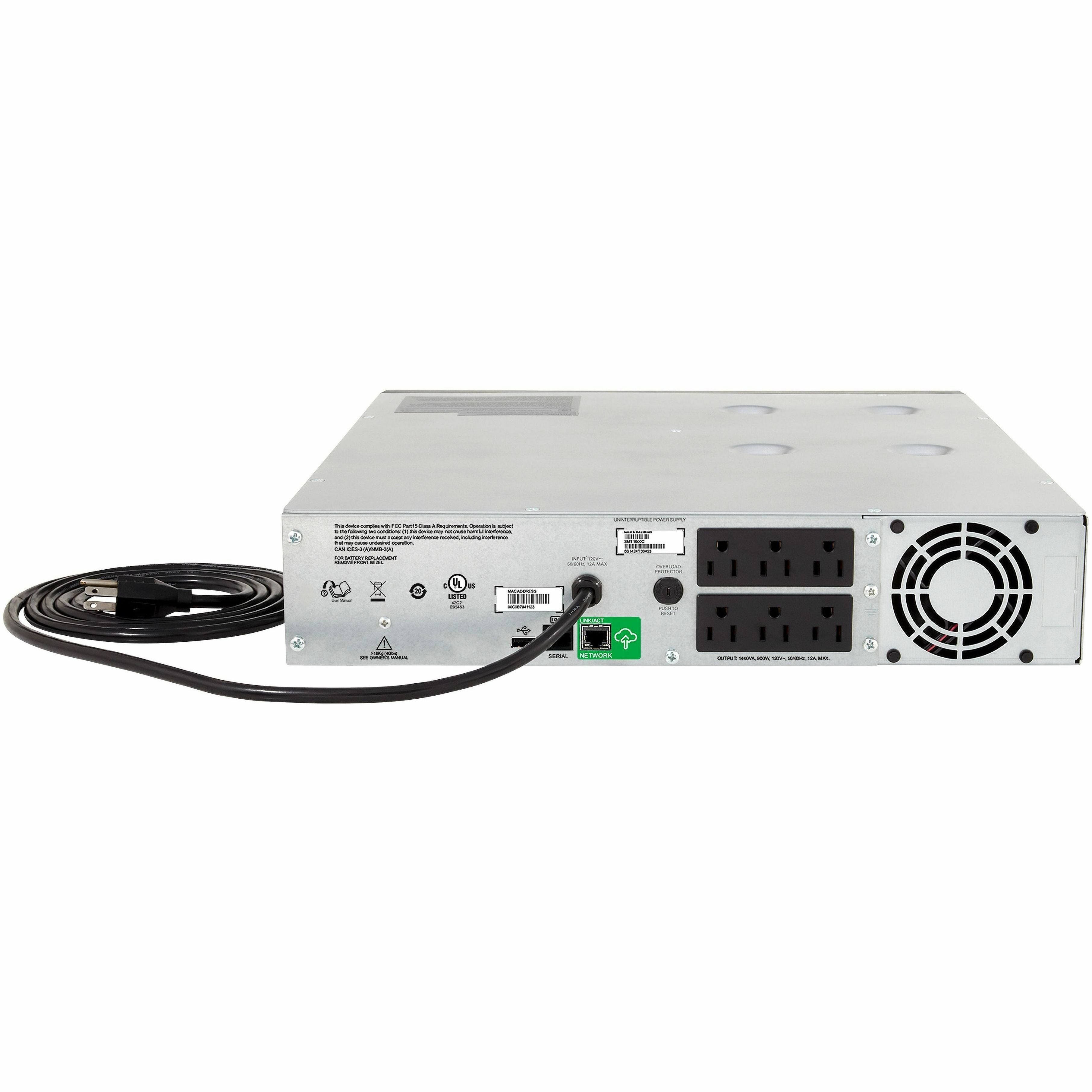 APC by Schneider Electric Smart-UPS C 1500VA RM 2U 120V with SmartConnect - 2U Rack-mountable - 3 Hour Recharge - 10.10 Minute Stand-by - 120 V AC Input - 120 V AC Output - 6 x NEMA 5-15R - SMC1500-2UC - eCommerce Business Prime