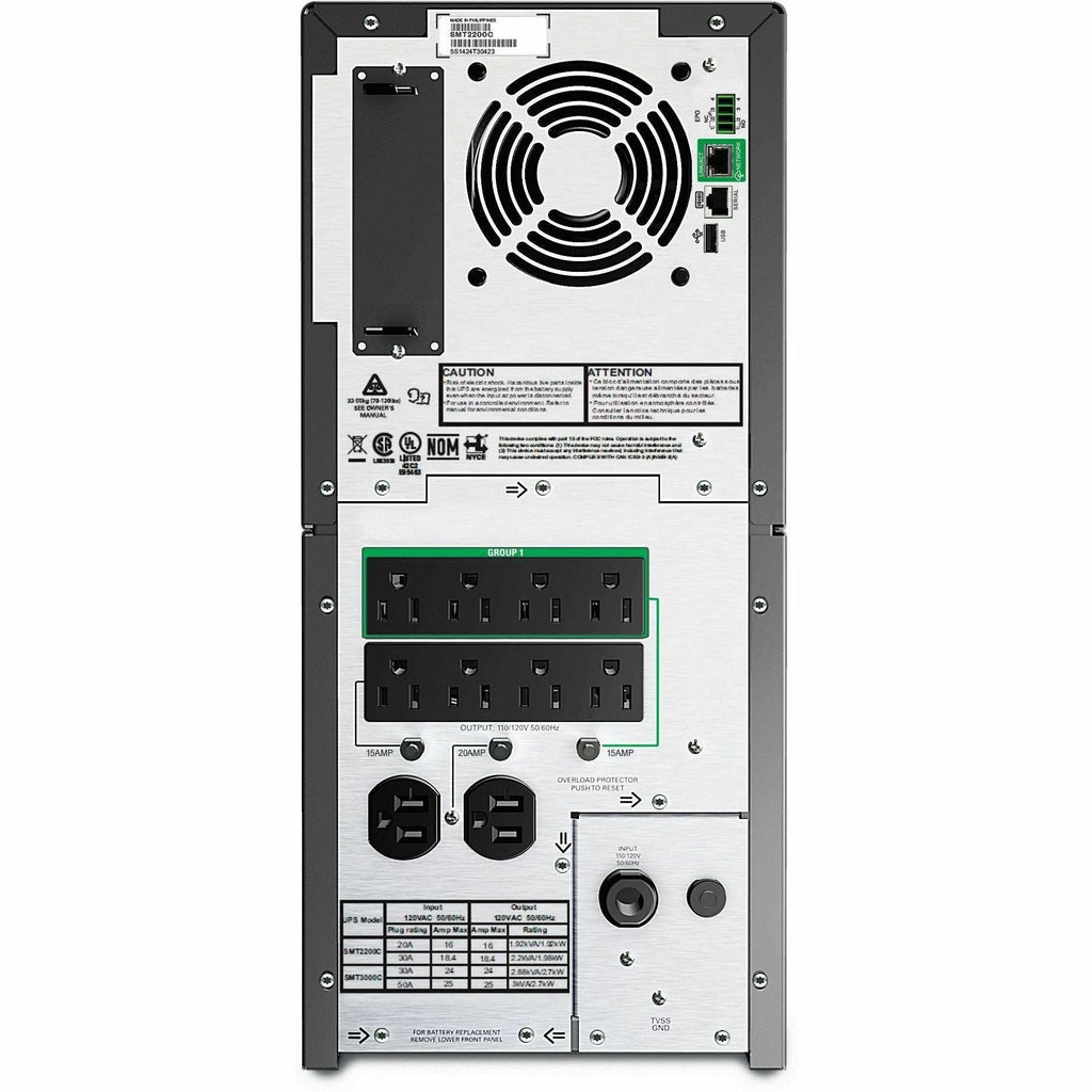 APC by Schneider Electric Smart-UPS SMT2200C 2.2KVA Tower UPS - Tower - 3 Hour Recharge - 10.10 Minute Stand-by - 120 V AC Input - 120 V AC, 120 V AC, 127 V AC Output - 2 x NEMA 5-20R, 8 x NEMA 5-15R - SMT2200C - eCommerce Business Prime