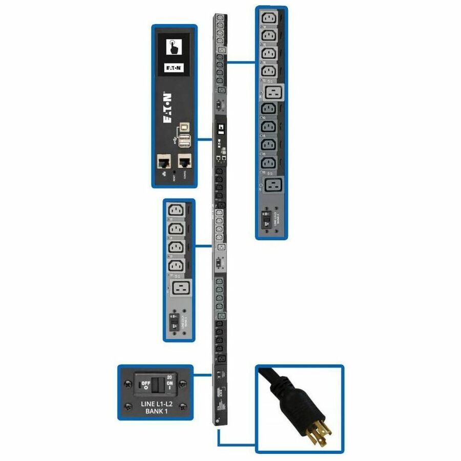 Tripp Lite 3-Phase PDU Switched 10kW 200/208/240V 24 C13;6 C19 L21-30P TAA - Switched - NEMA L21-30P - 24 x IEC 60320 C13, 6 x IEC 60320 C19 - 230 V AC - Network (RJ-45) - 0U - Vertical - Rack Mount - - PDU3EVSR10L2130 - eCommerce Business Prime