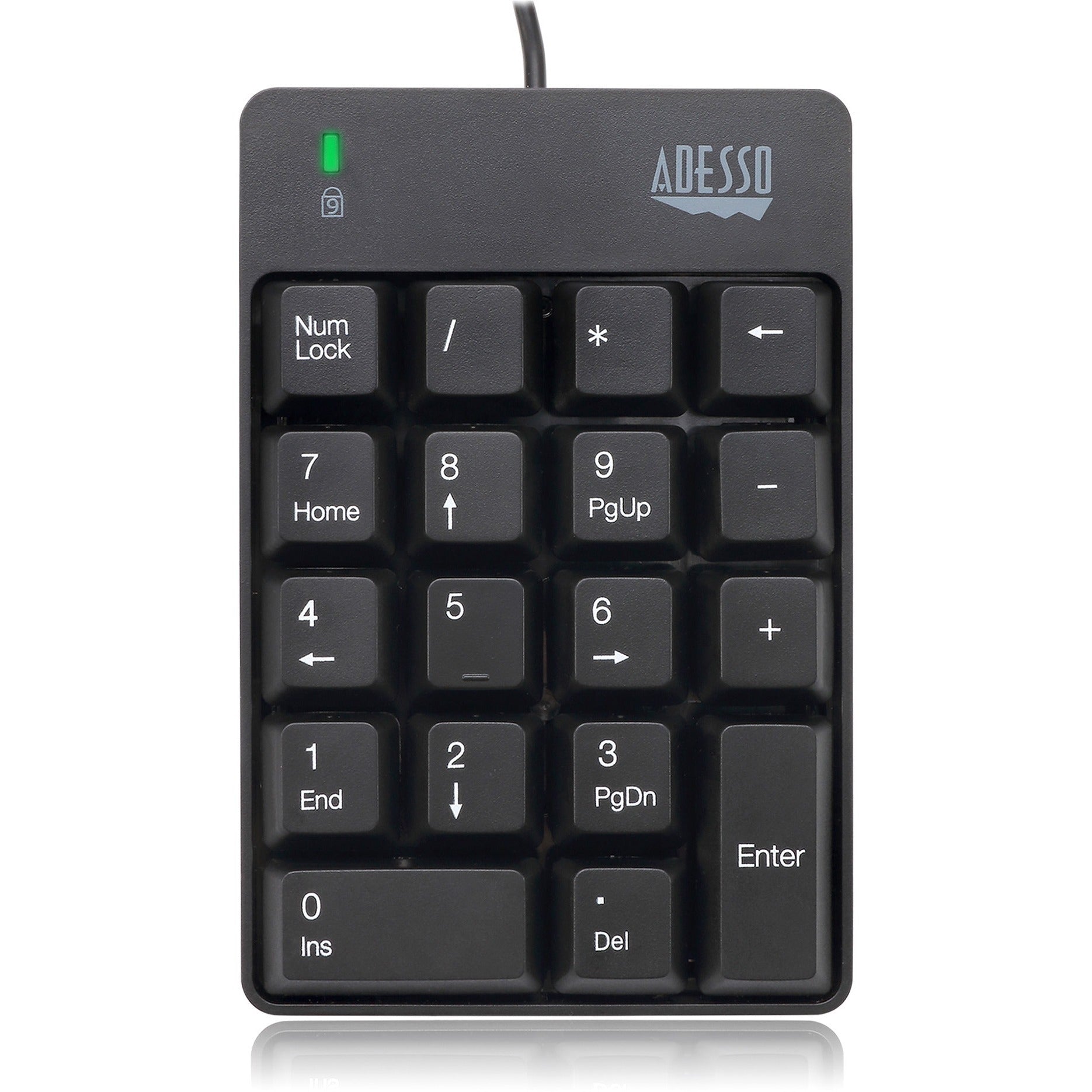 Adesso USB Spill Resistant 18-Key Numeric Keypad - Cable Connectivity - USB Interface - 18 Key - English (US) - Windows - Membrane Keyswitch - Black - AKB-601UB - eCommerce Business Prime
