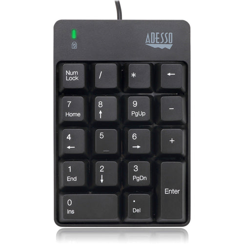 Adesso USB Spill Resistant 18-Key Numeric Keypad - Cable Connectivity - USB Interface - 18 Key - English (US) - Windows - Membrane Keyswitch - Black - AKB-601UB - eCommerce Business Prime