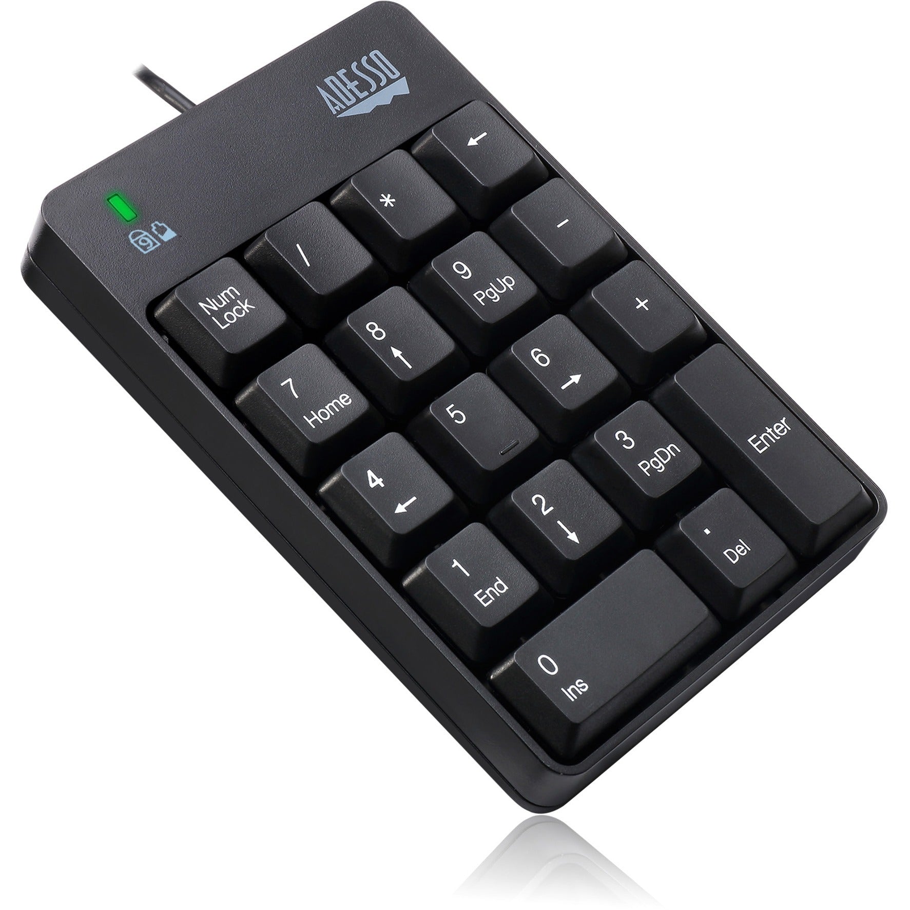 Adesso USB Spill Resistant 18-Key Numeric Keypad - Cable Connectivity - USB Interface - 18 Key - English (US) - Windows - Membrane Keyswitch - Black - AKB-601UB - eCommerce Business Prime